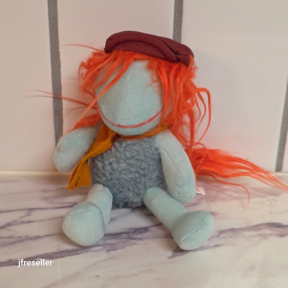 Jim Henson Fraggle Rock Boober Fraggle Plush Blue Orange Hair Hat Scarf Small 7"